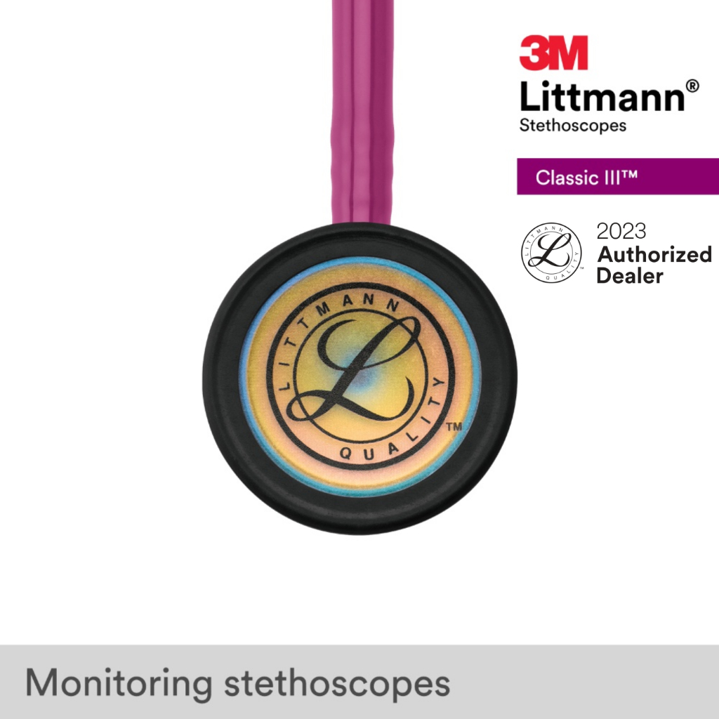 3m-littmann-classic-iii-27-inch-5806-raspberry-tube-rainbow-finish-chestpiece-stainless-stem-amp-eartubes