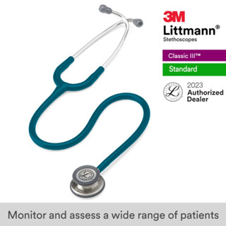 3M Littmann Classic III 27 inch, #5623 (Caribbean Blue Tube, Standard-Finish Chestpiece Stainless Stem &amp; Eartubes)