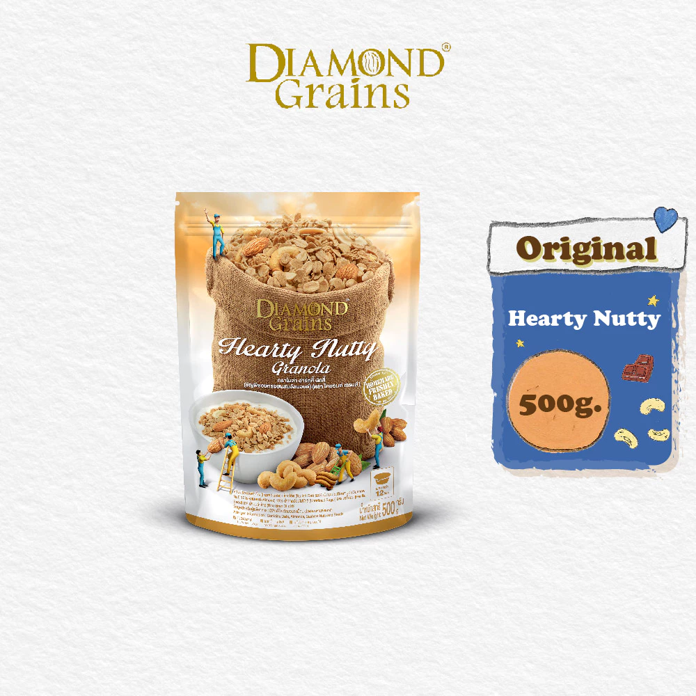 Diamond Grains กราโนล่า สูตร Original Granola มีหลากหลายรสให้เลือก ขนาด 500 กรัม ไดมอน Hearty Nutty
