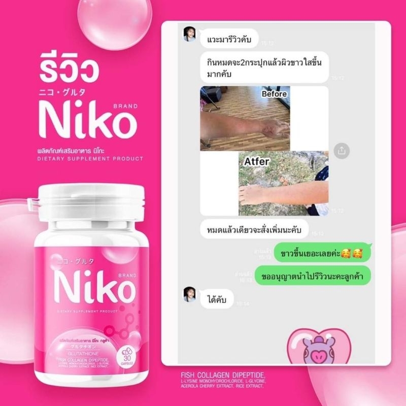 ส่งฟรี-มีของแถม-กลูต้าตัวดัง-กลูต้านิโกะ-niko-gluta-เน้นลดสิว-ผิวขาวใส-มีปัญหาผิว-ต้องลอง