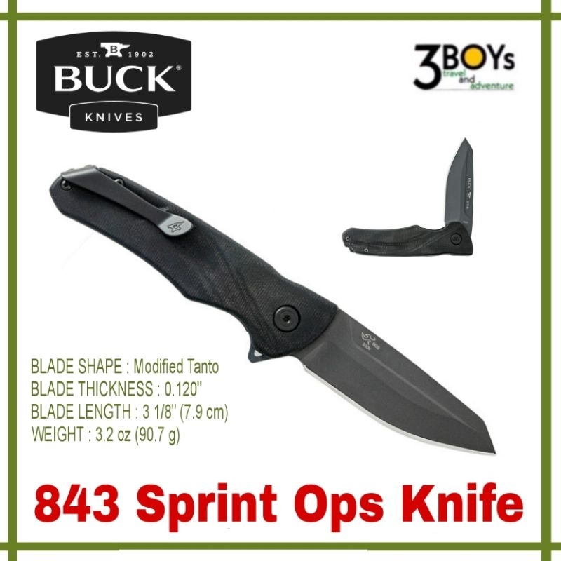 มีด-buck-รุ่น-843-sprint-ops-knife-ด้ามจับ-canvas-micartaสีดำ-เหล็ก-s30v-พร้อมคลิปเหน็บ-ผลิต-อเมริกา
