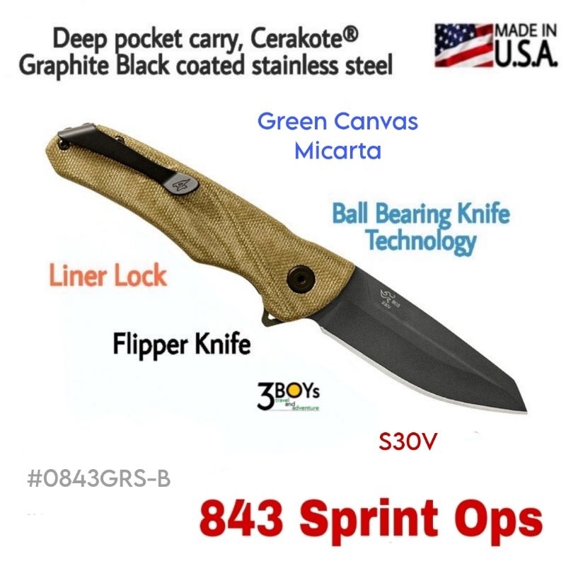 มีด-buck-รุ่น-843-sprint-ops-knife-green-canvas-micarta-เหล็ก-s30vเคลือบ-cerakote-0843grs-b-แข็งแรง-ผลิต-usa