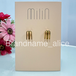 แท้💯 ต่างหู Milin mini m logo สีทอง รุ่น Odelia