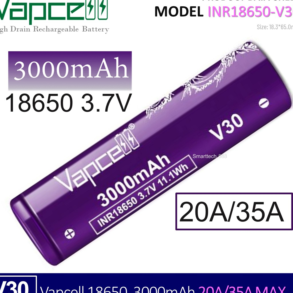 Batteria Vapcell 18650 3000 mAh 20A/35A - V30