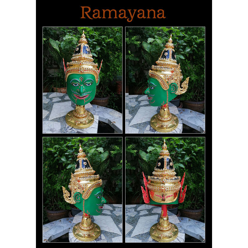 หัวโขน-รามเกียรติ์-ramayana-ban-ruk-vishvakarman-head-statue-พระวิษณุกรรม-1-1-wearable
