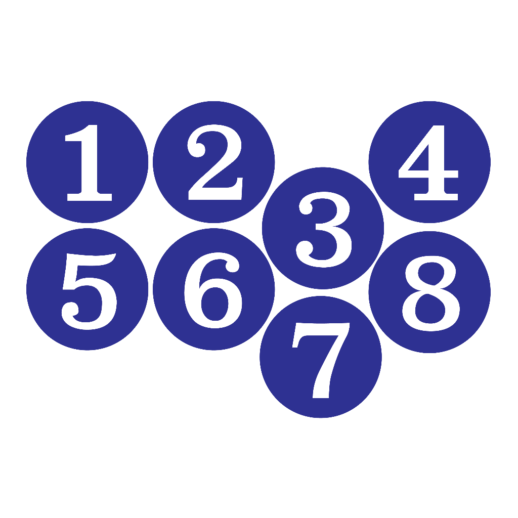สติ๊กเกอร์ตัวเลข-ติดผนัง-สติกเกอร์-สติกเกอร์วงลม-ตัวเลขขนาด-7-ซม-1แผ่น-8ดวง-พื้นน้ำเงินตัวเลขขาว-รหัส-g-006