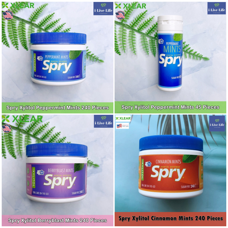 XLEAR - Spry Xylitol Mints ลูกอมลดกลิ่นปาก ลมหายใจหอมสดชื่น breath ...