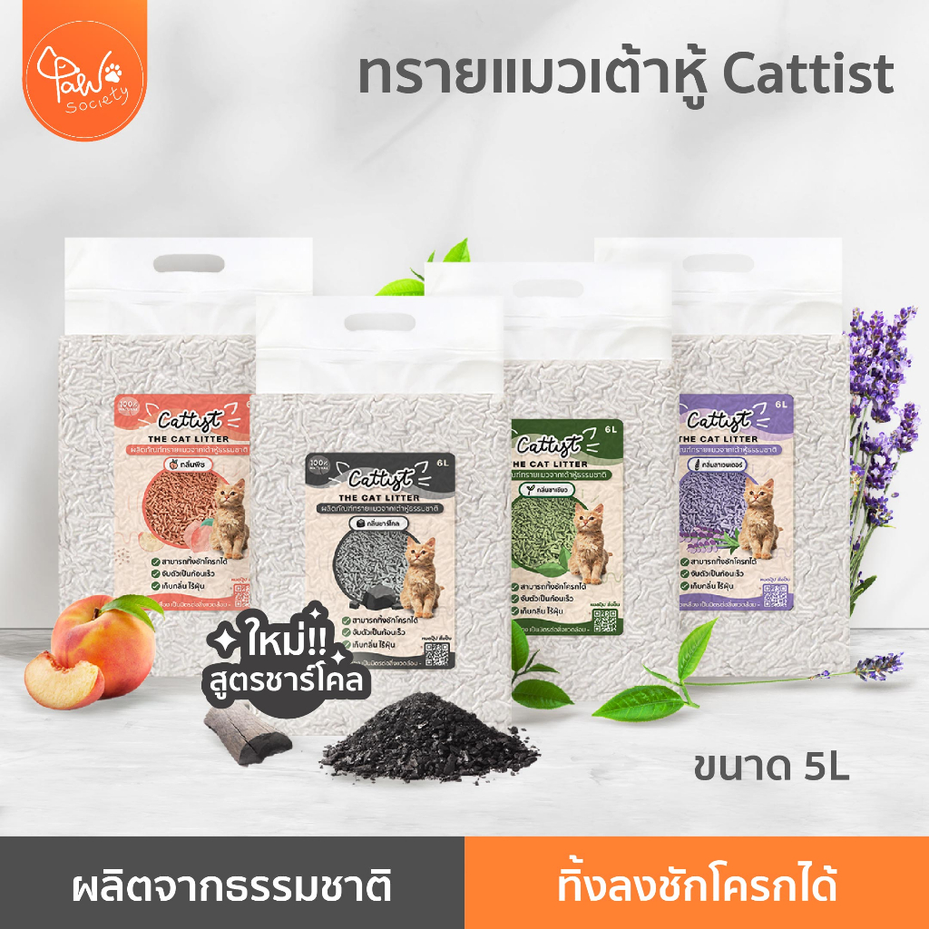 รูปภาพสินค้าแรกของPawSociety ทรายแมว เต้าหู้ Cattist ฝุ่นน้อย ซึมเร็ว เทลงชักโครกได้ ทรายเต้าหู้ ทรายแมวเต้าหู้