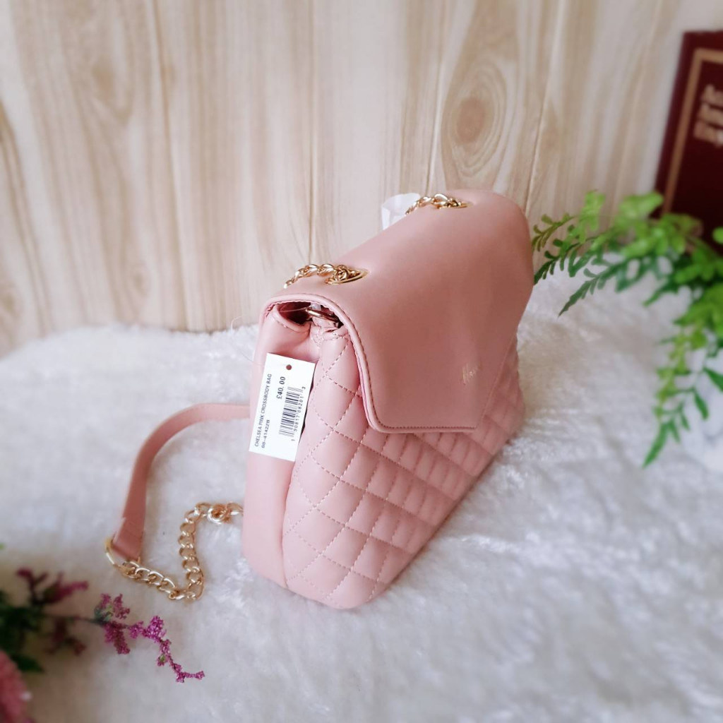 พร้อมส่งในไทย-harrods-womens-pink-chelsea-quilt-cross-body-bag