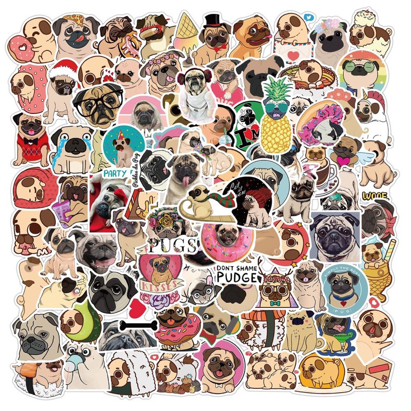 สติ๊กเกอร์-น้องหมา-pug-503-น้องปั๊ก-100ชิ้น-น้องน่ารักมาก-ปัก-หมาปั๊ก-ไซบีเรียน-ฮัสกี-ชิบะอินุ-ชิบะ-สุนัข-หมาpug-ปั๊ก