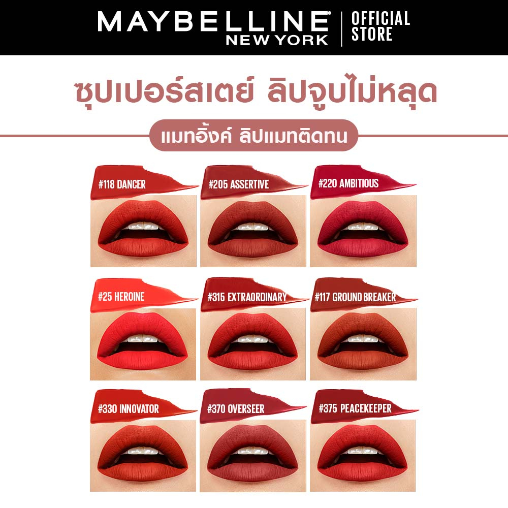 ภาพสินค้าเมย์เบลลีน ซุปเปอร์สเตย์ แมทอิ้งค์ ลิควิดลิปสติก5มล.ลิปจูบไม่หลุด16ชม.MAYBELLINE SUPERSTAY MATTE INK(ลิปติดทน,ลิปกันน้ำ) จากร้าน maybelline_thailand บน Shopee ภาพที่ 5