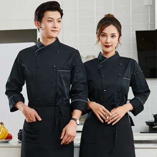 สินค้า เสื้อยูนิฟอร์ม(1 pcs เสื้อ) ชุดเชฟแขนสั้น ชุดพ่อครัว ชุดครัว เสื้อผ้าเชฟนักเรียนชั้นนำ