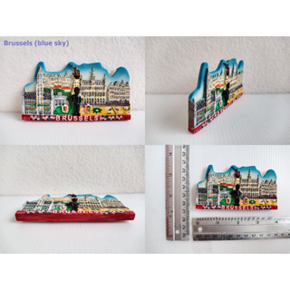 โมเดลภาพสถานที่ท่องเที่ยวสำหรับติดตู้เย็น Brussels (blue sky) Landmark Souvenir Magnet Collection Gift for Refrigerator