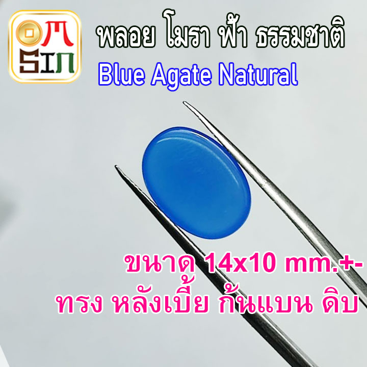 a243-พลอย-โมรา-สีฟ้า-ไข่-หลังเบี้ย-อาเกต-ก้นแบน-agate-natural-chalcedony-ธรรมชาติ-พลอยแท้100