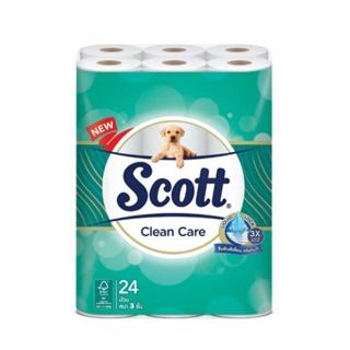 Scott สก๊อตต์® คลีนแคร์ กระดาษชำระ หนานุ่ม 3ชั้น 24 ม้วน (ยาว 424เมตร)