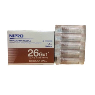 (แบบยกกล่อง 100 ชิ้น) Nipro เข็ม ฉีด ยา เบอร์ 26x1 นิ้ว