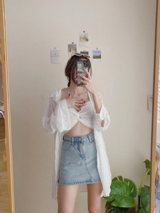 BFTS🧡 พร้อมส่ง YK0101 มิดไนท์สายมุก เซต 2 ชิ้น เสื้อสายเดี่ยวทวิสหน้ามาคู่กีบเสื้อคลุมแขนยาว สมีปลายทาง เดรส เสื้อยืด