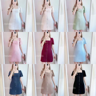 PRINCESS DRESS เข้าใหม่ 10 สี! ใส่โค้ดALLABU10ลดเหลือ435  มินิเดรสแขนตุ๊กตา ดีเทลเดินด้ายสีตัดที่ด้านหน้า