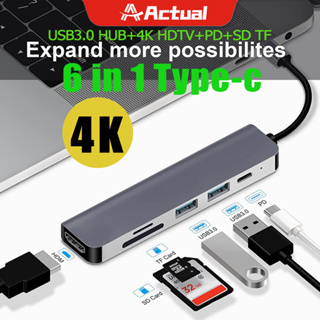 Actual 🇹🇭 อะแดปเตอร์ฮับ USB Type-C การ์ดรีดเดอร์ HDMl VGA RJ45 USB C เป็น USB 3.0 สําหรับ Macbook Pro
