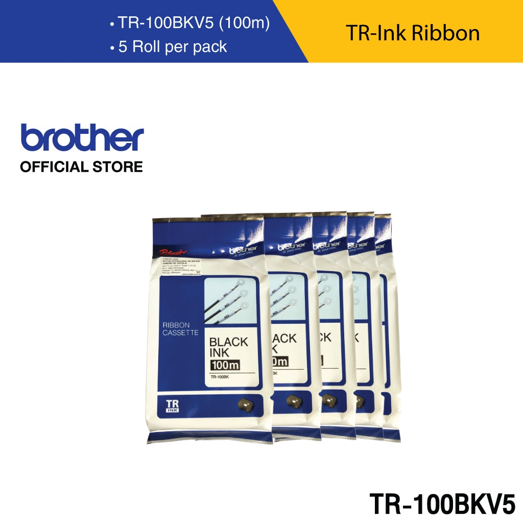 Brother Ribbon Ink TR100BK เทปผ้าหมึก สีดำ ยาว 100 ม. สำหรับพิมพ์ท่อ ...