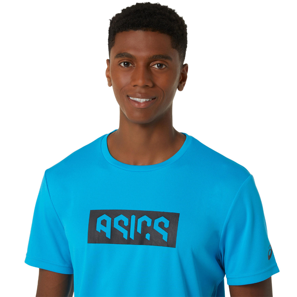 asics-asics-hex-graphic-dry-ss-tee-men-training-เสื้อ-ผู้ชาย-เสื้อ-เสื้อคอกลม-ของแท้-island-blue-performance-black