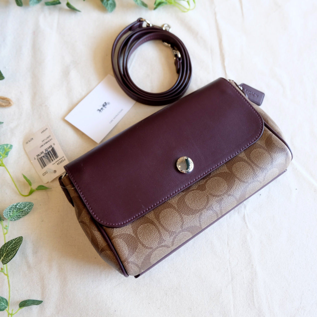 coachแท้-มือหนึ่ง-ตำหนิเบา-f12106-coach-reversible-ruby-crossbody-in-crossgrain-leather-กระเป๋าสะพาย