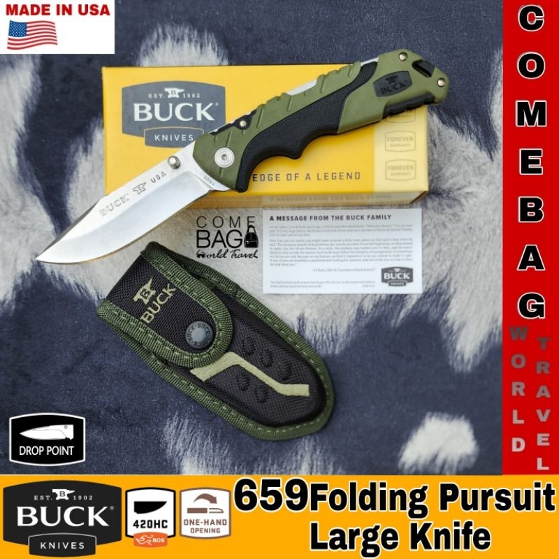 มีดbuck-รุ่น659-folding-pursuit-large-knife-มีดพับพร้อมกระเป๋า-สามารถใช้งานได้ทุกที่-น้ำหนักเบา-ของแท้ผลิตusa