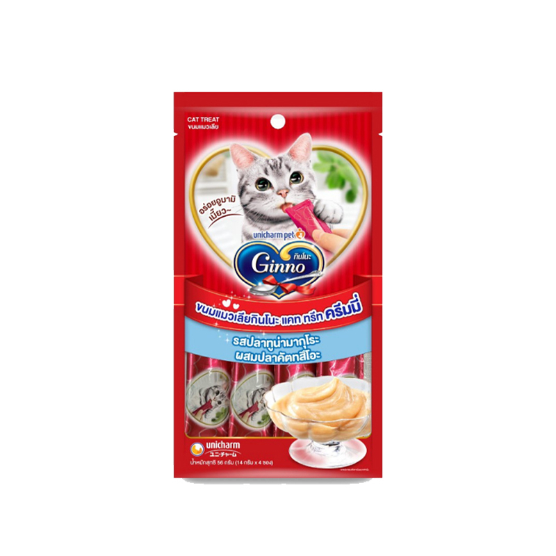 ใหม่-ginno-creamy-ขนมแมวเลีย-กินโนะ-แคท-ทรีท-ครีมมี่-14g-x-4-ซอง-ขนาด-56-g