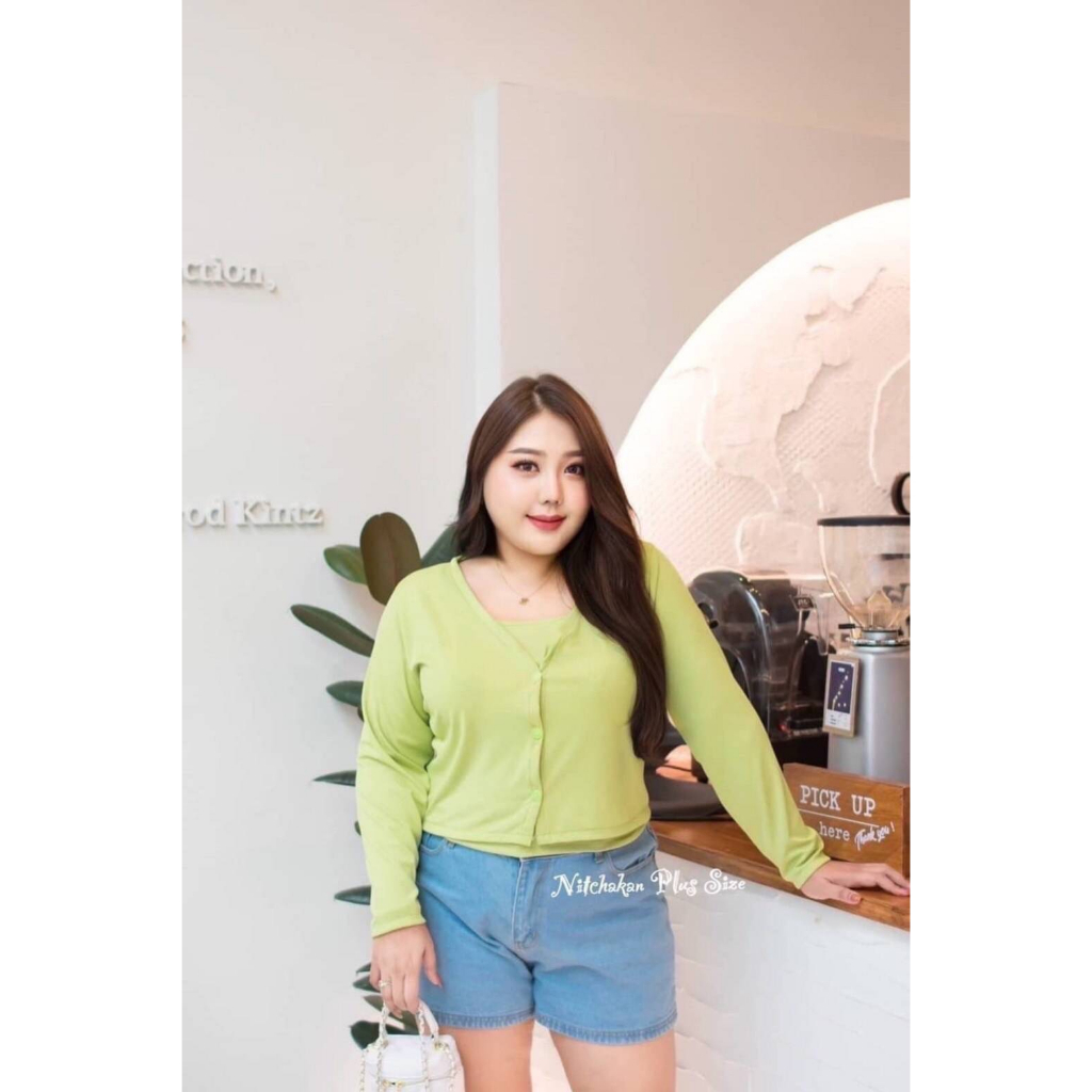 plussize-เสื้อคนอ้วน-เสื้อคลุม-อก-40-60-ใส่ได้-ก่อนยืด-48-ยาว-23-สายเดี่ยว-อก-40-58-ใส่ได้-ก่อนยืด-42-ยาวรวมสาย-21