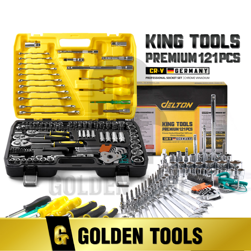 DELTON King Tools ชุดเครื่องมือ ประแจ ชุดบล็อก 121 ชิ้น(ชุดใหญ่) ขนาด 1