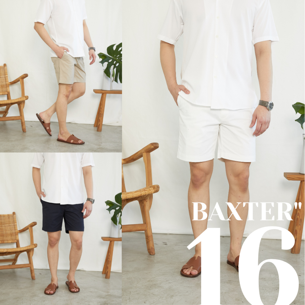 ภาพหน้าปกสินค้ากางเกงขาสั้นผู้ชาย 16 นิ้ว FINE CHINO BAXTER 16 RALPH T กางเกงขาสั้นชาย สีขาว ชิโน่
