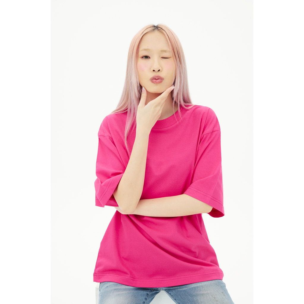 ov10-fuchsia-เสื้อยืดสีชมพูเข้ม-cotton20-oversize