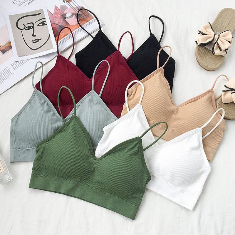 พร้อมส่ง-sport-bra-บราไร้โครง-ชุดชั้นใน-เสื้อชั้นใน-สปอร์ตบรา-บราสายเดี่ยว-ชุดออกกำลังกาย-มีฟองน้ำ-ใส่สบาย-ราคาถูก