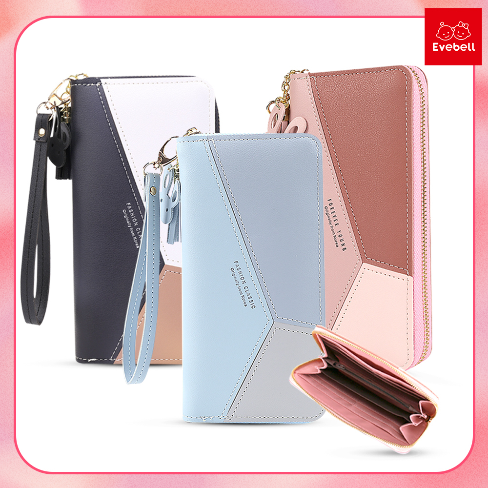 กระเป๋าสตางค์-กระเป๋าเงินผู้หญิง-fashion-classic-3-เฉดสี-ซิปรอบ-กระเป๋าสตางค์ใบยาว