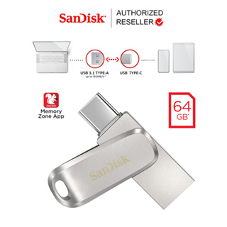 ภาพหน้าปกสินค้าSanDisk Ultra® Dual Drive Luxe USB Type-C 64GB (SDDDC4-064G-G46)แฟลชไดรฟ์ ไดร์ฟ OTG สำหรับโทรศัพท์ แท็บเล็ต Tablet iPad Pro ที่เกี่ยวข้อง