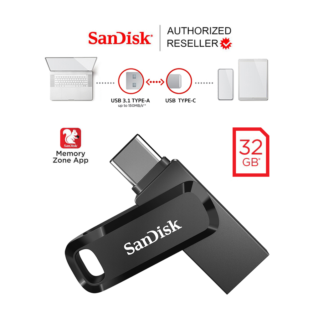 SanDisk Ultra Dual Drive Go 32GB USB 3.1 Gen1 Flash Drive Type-C Speed ...