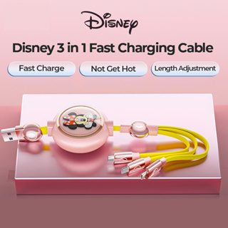 【ส่งจากกทม】Disney  สายชาร์จ หัวชาร์จคุณภาพสูง 3 in 1 fast Charger  สำหรับ ios /Micro USB/Type C USB-C