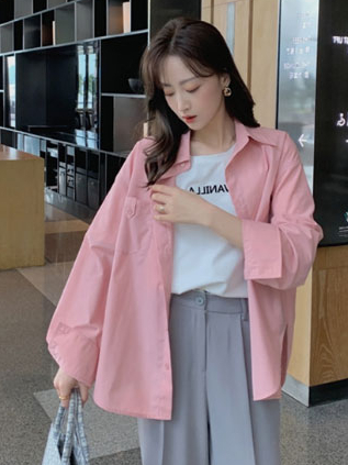 พร้อมส่ง-ct2809-เสื้อเชิ้ตสาวๆ-ขนาด-oversize-แฟชั่นเสื้อผ้าผู้หญิง-เรียบๆแต่สวยใส่ชิวๆ