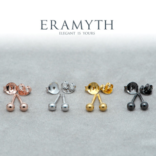 Eramyth jewelry: ต่างหูหมุด เงินแท้925 ปักก้าน ขนาด 3มิล รหัส EM-0076 (พร้อมส่งทุกแบบจ้า)