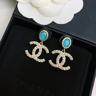 CHANEL elegant blue agate earrings