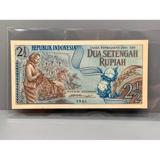 ธนบัตรรุ่นเก่าของประเทศอินโดนีเชีย 2.5Rupaih ปี1961 UNC