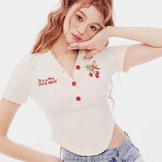 Floerns เสื้อครอป เสื้อยืดแขนสั้น เซ็กซี่ สไตล์เกาหลี สําหรับผู้หญิง