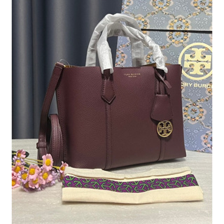 🎀 (สด-ผ่อน) กระเป๋าสีชมพู 81928 / แดงเข้ม Tory Burch Perry Small Triple-Compartment Tote