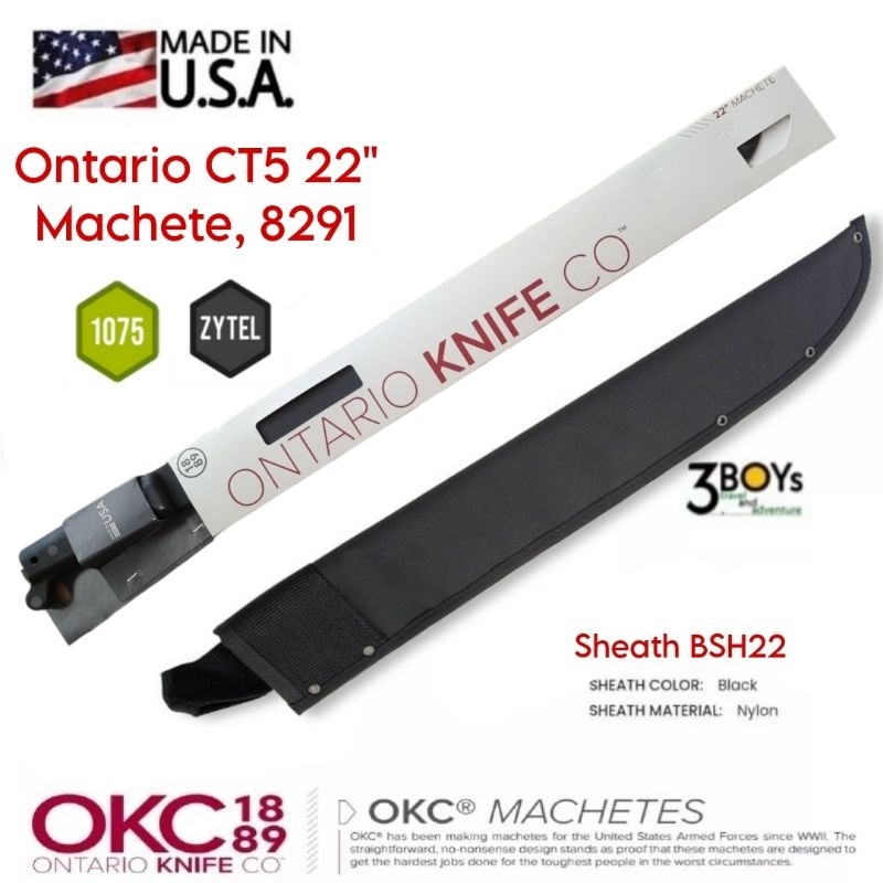 มีด-ontario-machete-ct5-ขนาด-22-หนา-3มม-มีดเดินป่าคู่ตัวของทหารอเมริกา-พร้อมปลอกผ้าไนลอนสีดำ-made-in-u-s-a-8291