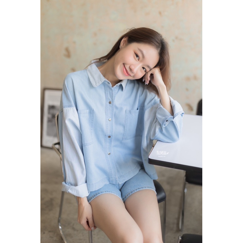 Numsha Brand ยีนส์คอลาย / NB23015 | Shopee Thailand