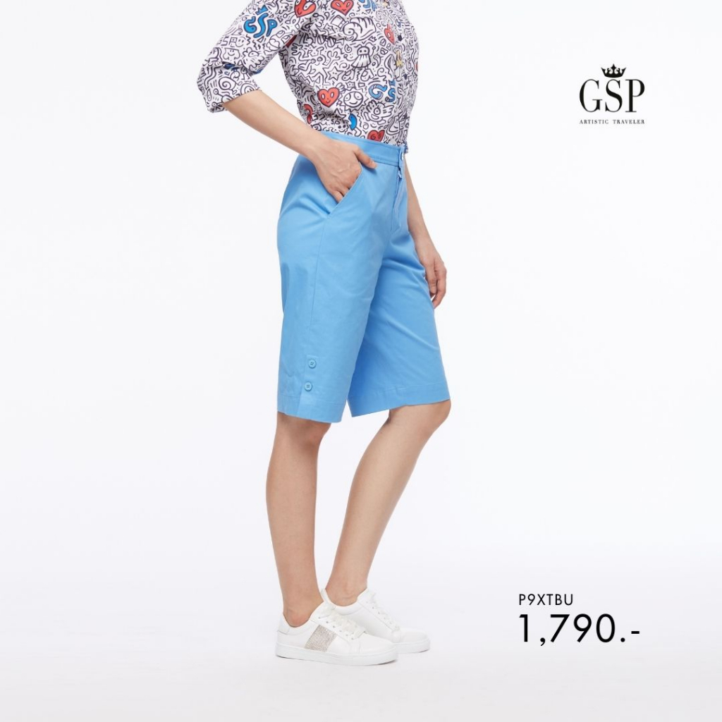 gsp-กางเกงขาสั้นผู้หญิง-chino-ชิโน่-สีฟ้า-p9xtbu