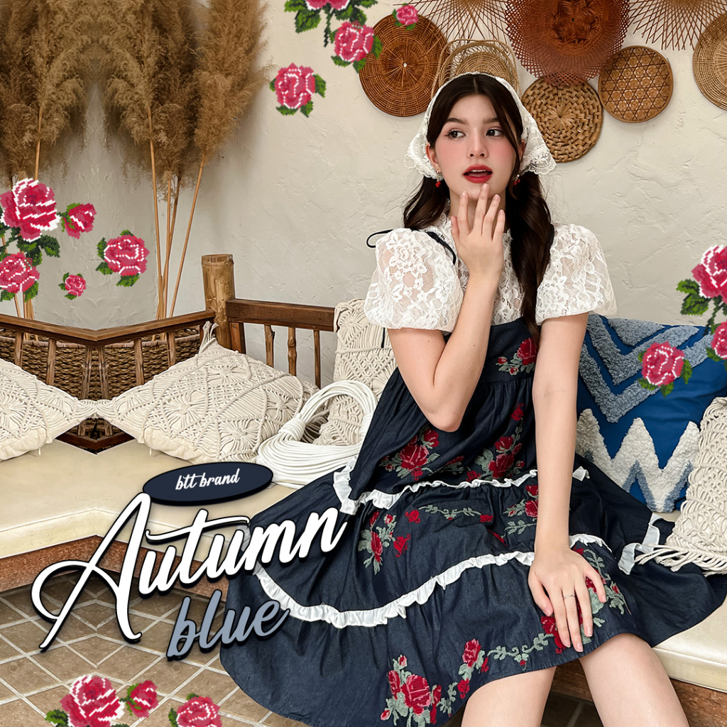 r29-autumn-blue-set-เอี๊ยมยีนส์ปักครอสติช