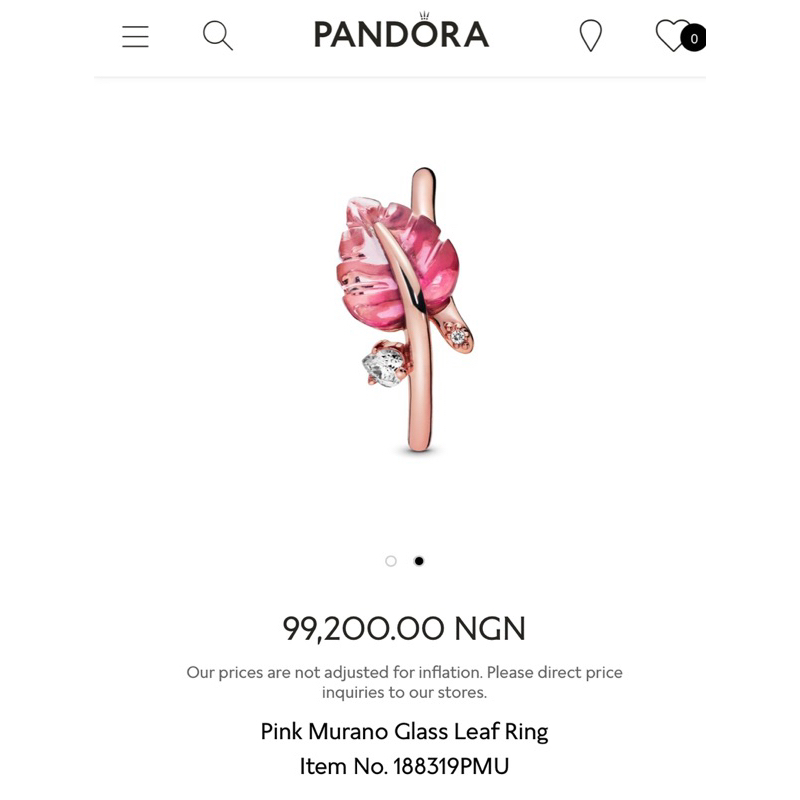 Pink murano glass leaf ring best sale