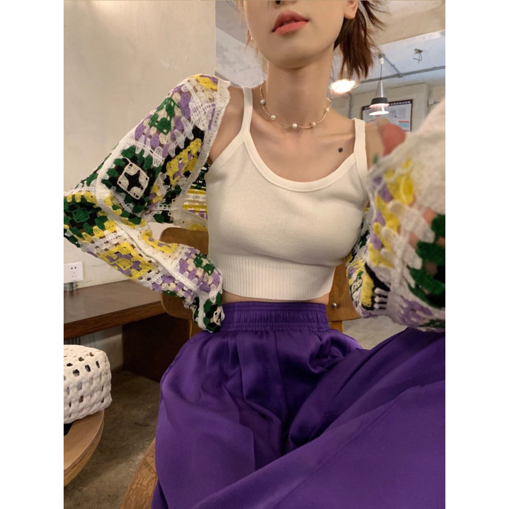 cici-no-j1019-เสื้อคลุมแขนยาวทรง-crop-ผ้าไหมพรมถักอย่างดี-เรียบหรูดูแพง