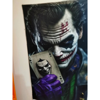 พร้อมส่ง ผ้าตกแต่งผนัง ผ้าธง ตกแต่งบาร์ลับ ตกแต่งร้าน ลายสายเขียว joker เสรี 420 ผ้าตกแต่งห้อง 120x80ซม.